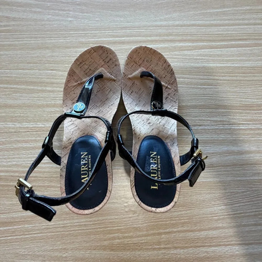 Lauren Ralph Lauren Reeta Thong Wedge Sandals Size 9
